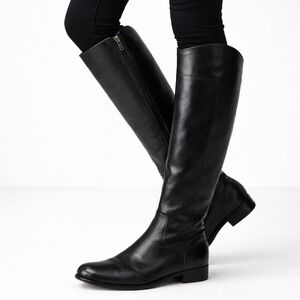 Poppy Barley Black Leather Knee-High Riding Boots Women’s Size 10.5